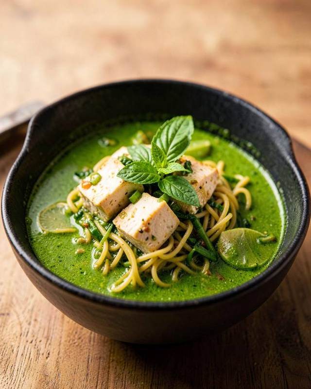 Green curry noodles